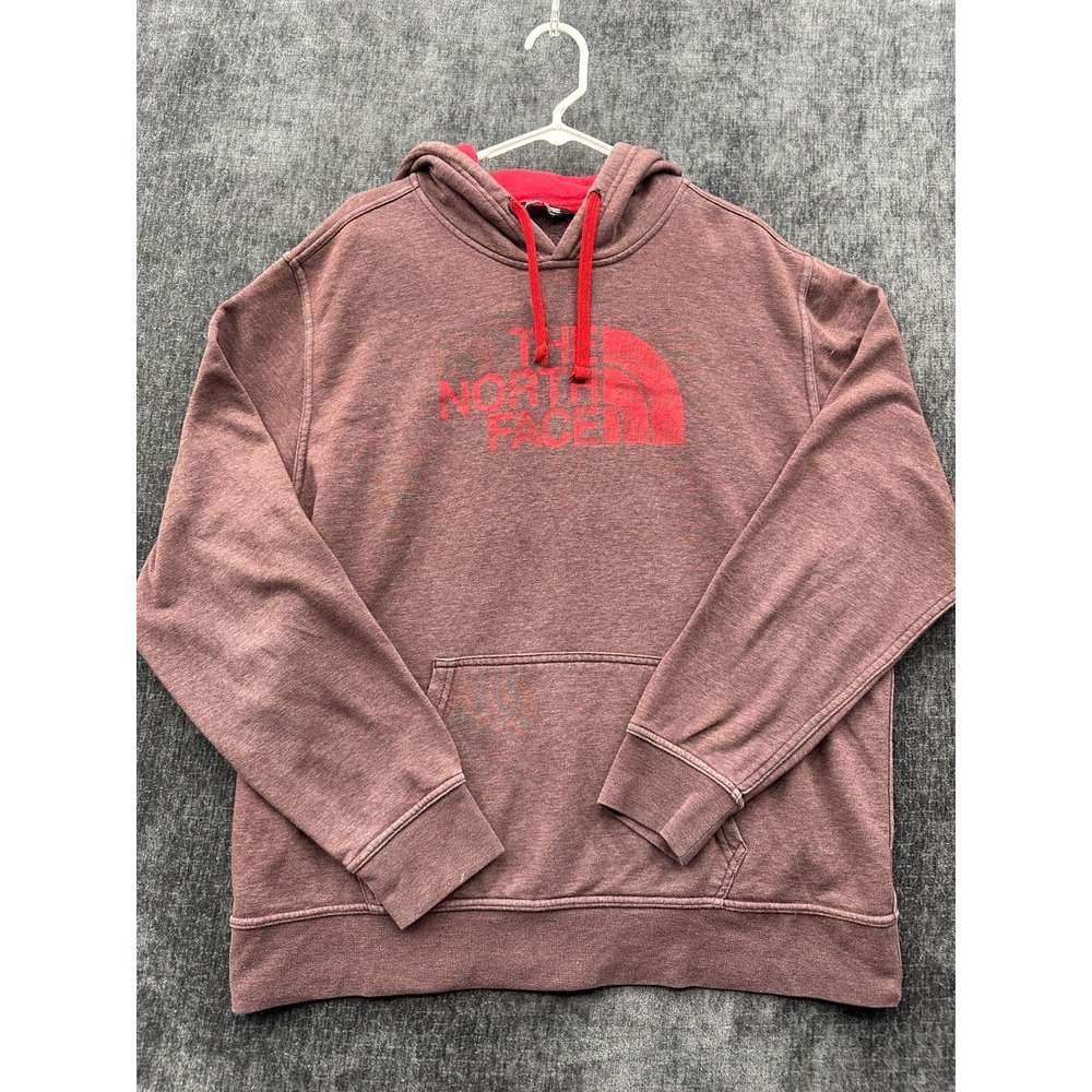 The North Face Drew Peak Light Hoodie Mens XL Maroon Logo Fleece Lined‎ Ribbed